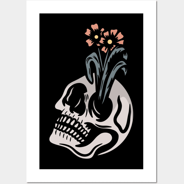 Flowers and skull Wall Art by gggraphicdesignnn